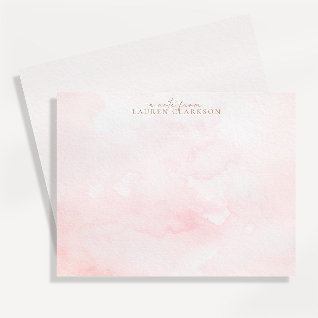 Carte de note à lavis d'aquarelle rose tendre (Créateur téléchargé)