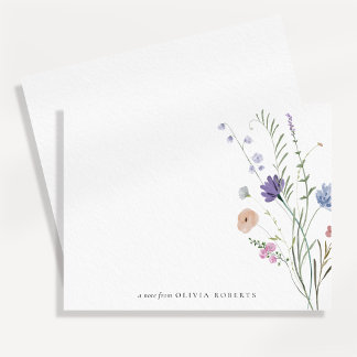 Carte de note à motif de fleurs sauvages aquarelle