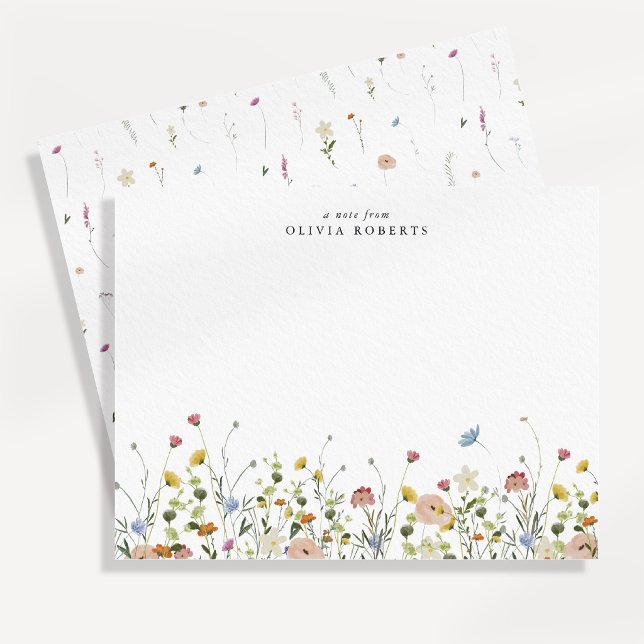 Carte de note à motif de prairie de fleurs sauvage (Créateur téléchargé)