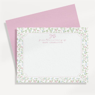 Carte de note à motif floral vintage avec coin cou
