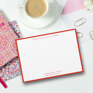 Carte de note à plat de la bordure rouge bonbon