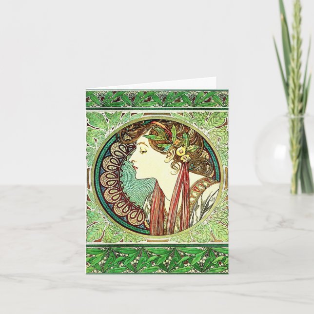 Carte de note Alphonse Mucha Laurel (Devant)