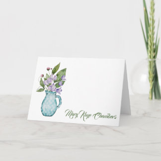 Carte de note Aquarelle Purple Sweet Pea Flowers