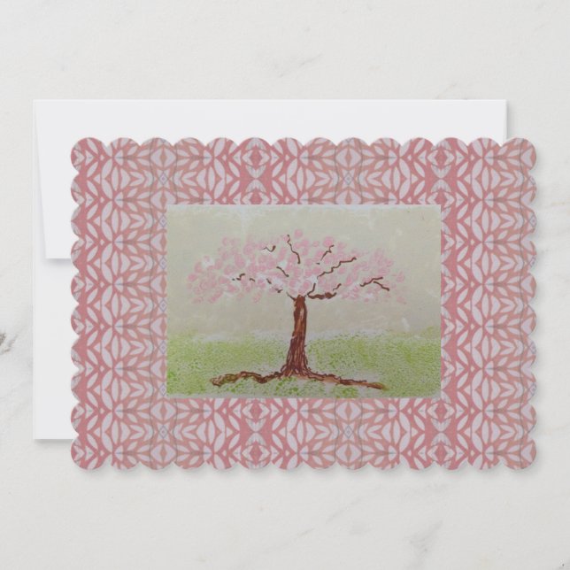 Carte de note Arbre rose en floraison (Devant)