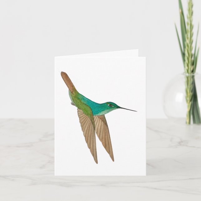 Carte de note aux colibris vert turquoise (Devant)