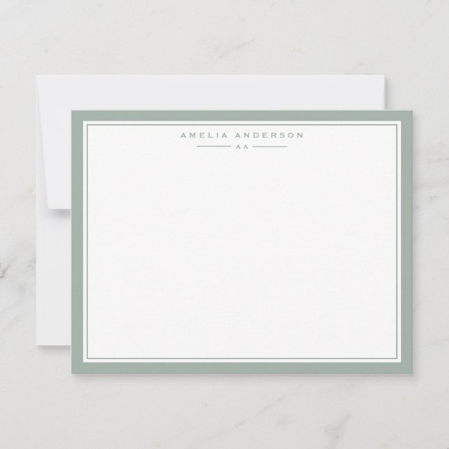 Carte de note avec cadre vert sauge (Devant)