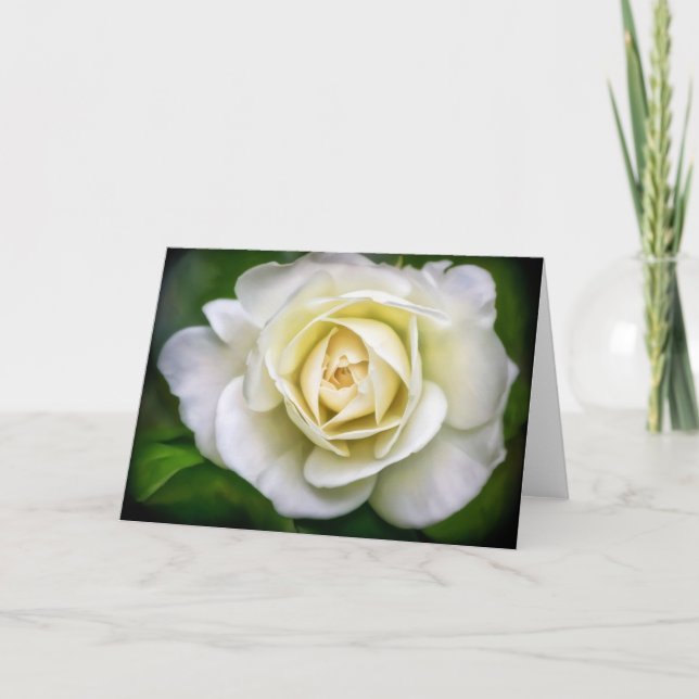 Carte de note blanche à l'art floral rose (Devant)