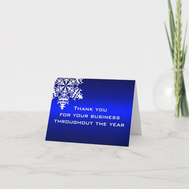 Carte de note blanche et bleue de Merci d'affaires (Devant)