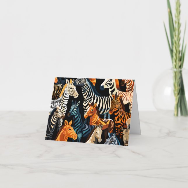 Carte de note blanche Exotic Jungle Safari Wild Ze (Devant)