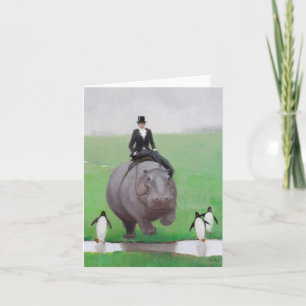 Carte de note blanche Hippo et Penguins