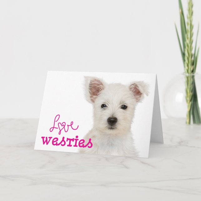 Carte de note blanche Love Westies (Devant)