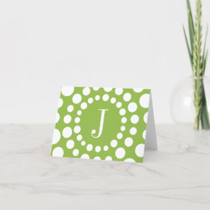 Carte de note blanche Modèle vert Monogramme