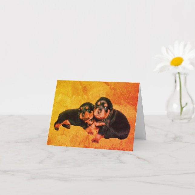 Carte de note blanche pour Chien Art Chien Rotweil (Petite plante)