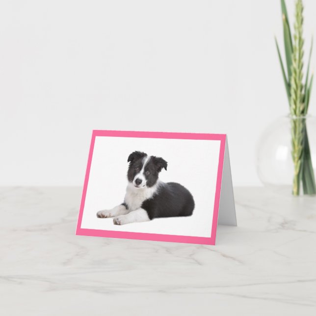 Carte de note blanche pour chien coquelicot à la f (Devant)