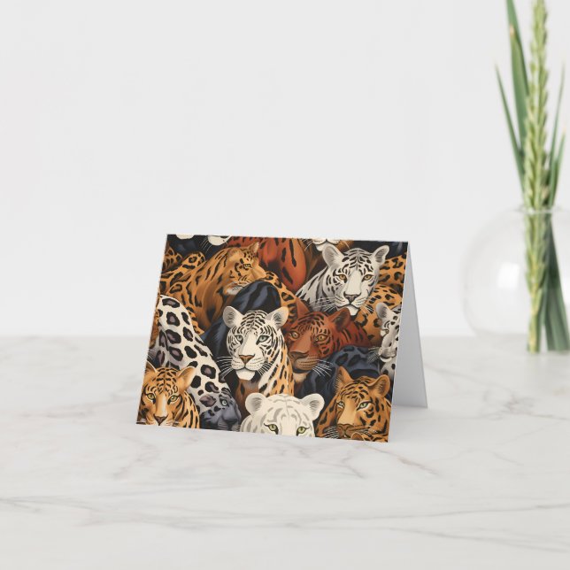 Carte de note blanche Safari Wild Cats Exotic Jung (Devant)