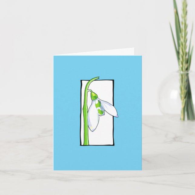 Carte de note bleue blanche Snowdrop (Devant)