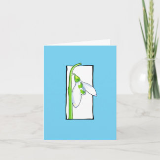 Carte de note bleue blanche Snowdrop