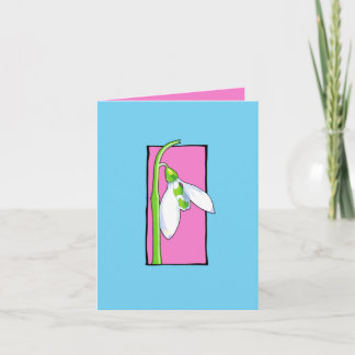 Carte de note bleue rose Snowdrop