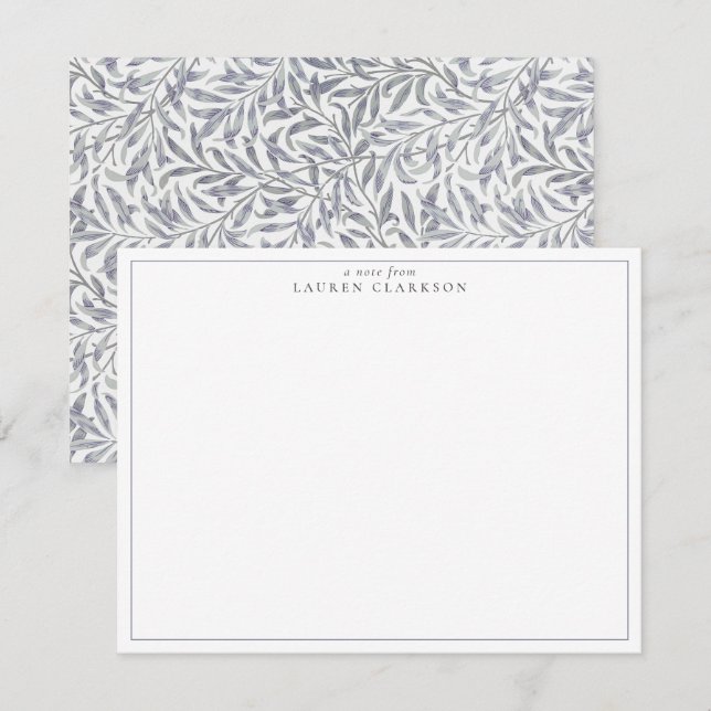 CARTE DE NOTE BLEUE W. MORRIS SAULE BOUGH (Devant / Derrière)