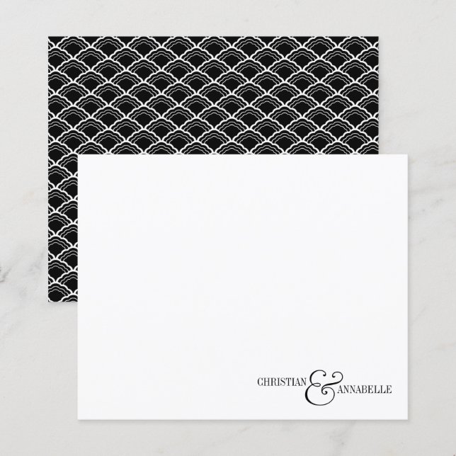 Carte de note budgétaire Mariage Chic Black Scallo (Devant / Derrière)