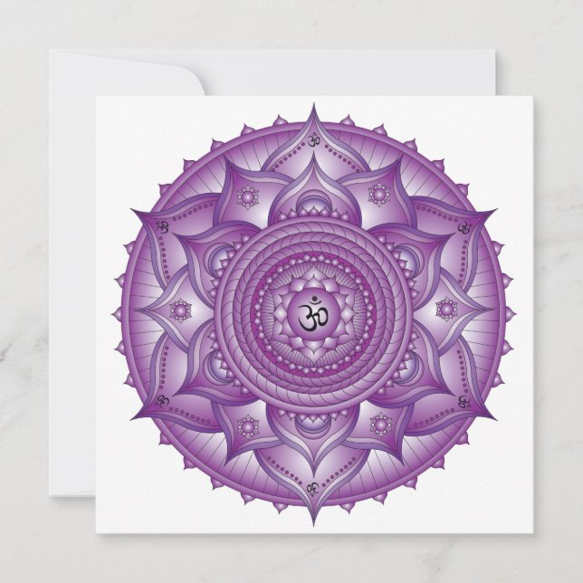 Carte de note Carré Crown Chakra Purple Mandala (Devant)