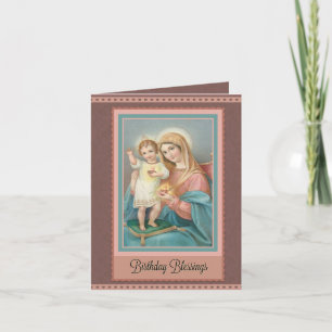 Carte de note catholique d'anniversaire de Vierge