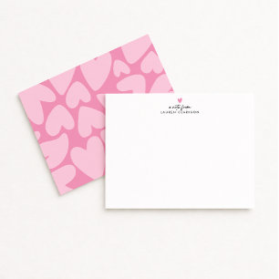 Carte de note Cœurs roses gras
