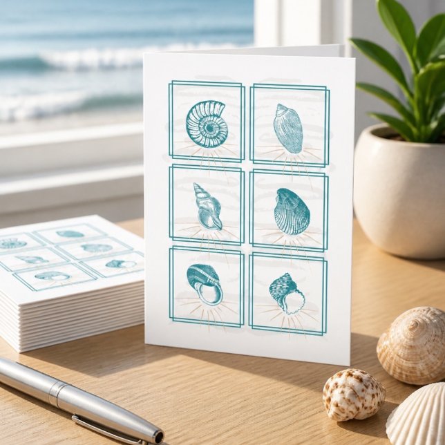 Carte de note Collage Coquillage Turquoise (Créateur téléchargé)
