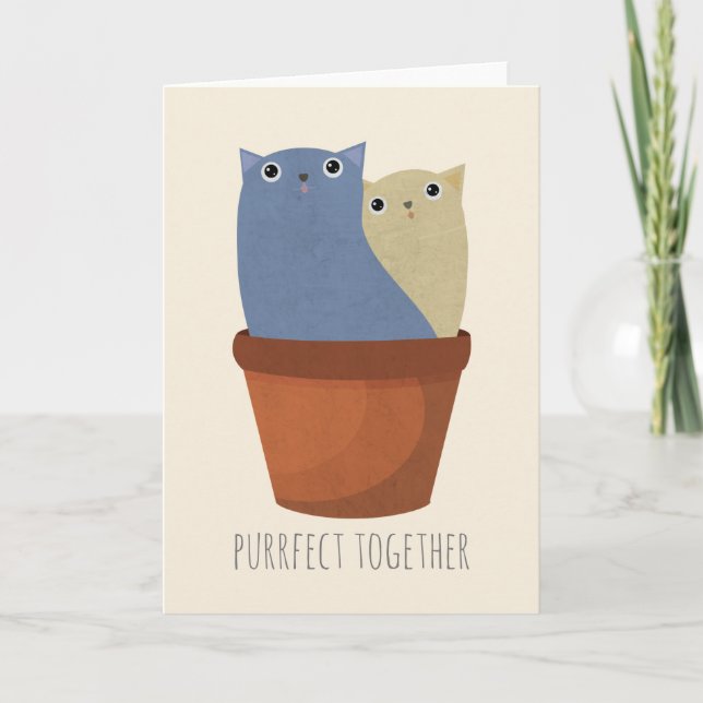 Carte de note Couple Chat Personnalisable (Devant)