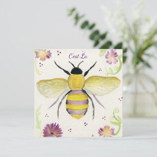 Carte de note d'Abeille de miel d'aquarelle