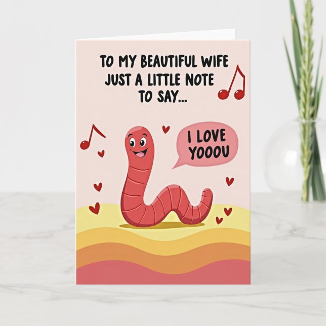 Carte de note d'amour de ver pour femme (Devant)
