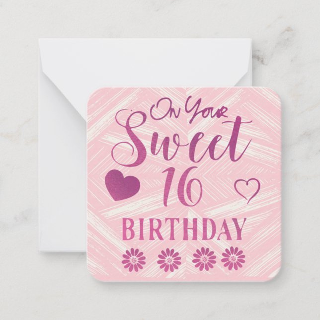 Carte de note d'anniversaire Sweet 16 (Devant)