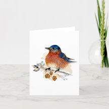 Carte de note d'aquarelle Bluebird