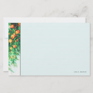 Carte de note d'aquarelle de branche d'arbre orang