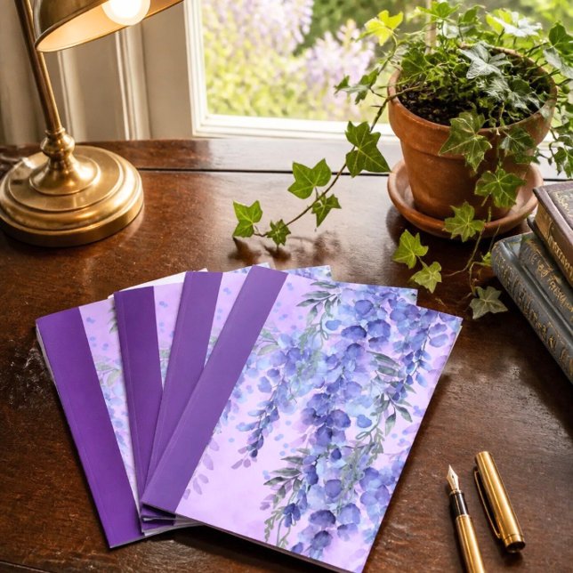Carte de note d'aquarelle florale pourpre (Créateur téléchargé)