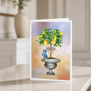 Carte de note d'arbre de citron en pot