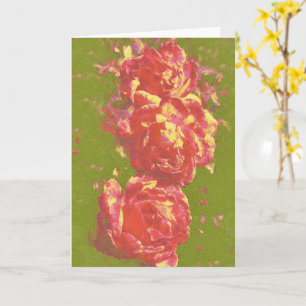 Carte de note d'art Abstraite Roses roses