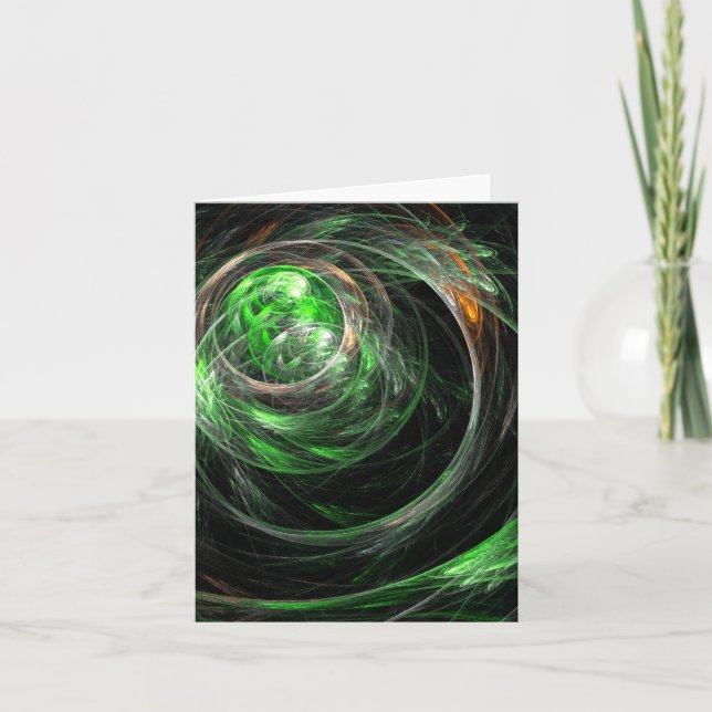 Carte de note d'art Abstraite verte du monde entie (Devant)