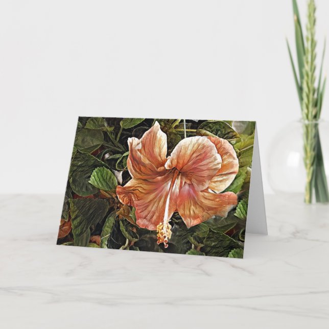 Carte de note d'art Artsy Peach Hibiscus (Devant)