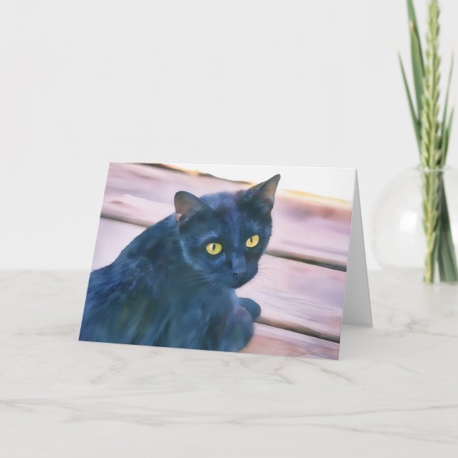 Carte de note d'art de chat noir (Devant)
