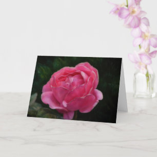Carte de note d'art de fleur de rose rose foncé