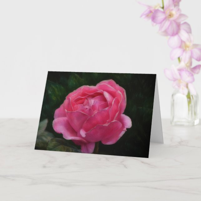 Carte de note d'art de fleur de rose rose foncé (Orchidée)