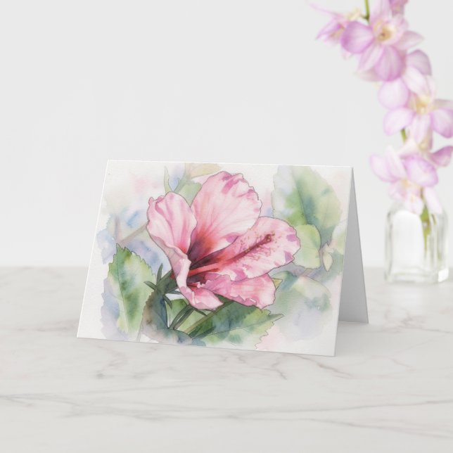 Carte de note d'art de fleur tropicale d'hibiscus  (Orchidée)
