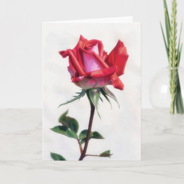Carte de note d'art de fleurs de rose rouges et ro (Devant)
