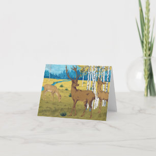 Carte de note d'art de livre de Cerf Vintage avec