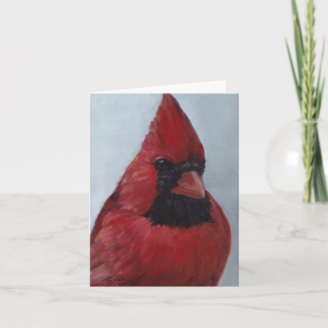 Carte de note d'art d'oiseau de M. Red Cardinal #2 (Devant)