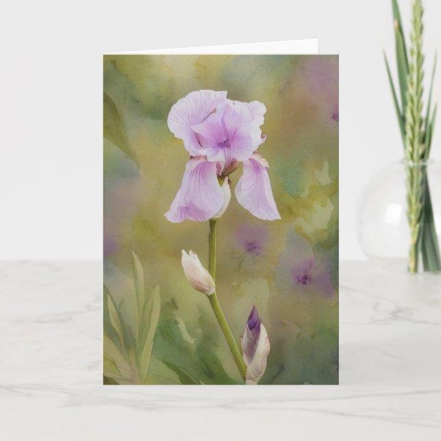 Carte de note d'art du jardin fleuri Iris (Devant)
