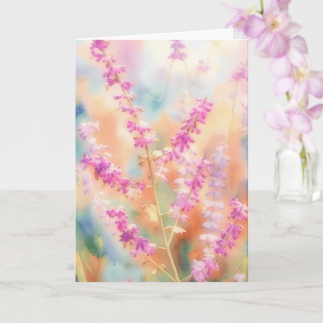 Carte de note d'art floral en rose et lavande (Orchidée)