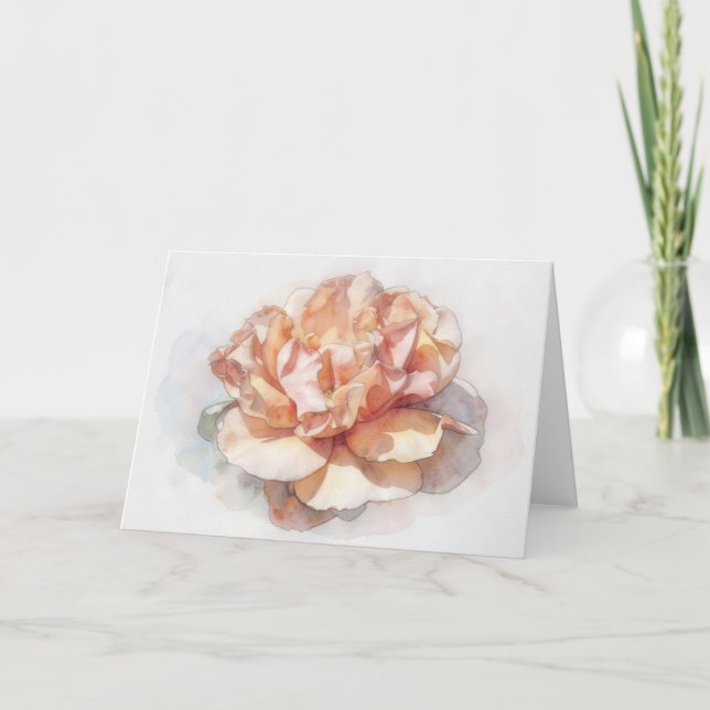 Carte de note d'art floral Fleur de rose rose blus (Devant)