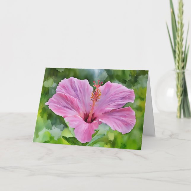 Carte de note d'art floral Hibiscus Tropical Fleur (Devant)